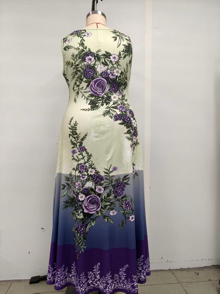 Übergröße V-Ausschnitt Elegantes Sommer-Langkleid für Damen - 2026 Europäischer & Amerikanischer Stil