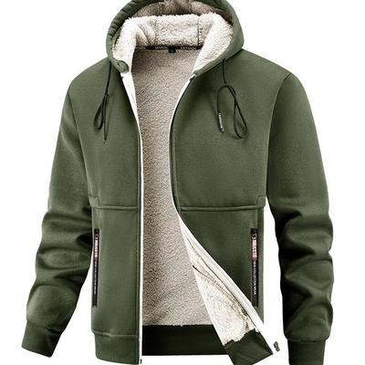 Giacche Felpate con Zip da Uomo Felpa Pesante Invernale Fodera in Pile Sherpa Giacca Calda Cappuccio da Esterno Antivento Capospalla per Uomo