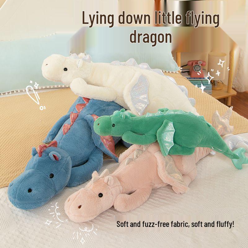 Cute Plush Dragon Hug Pillow - Large Cartoon Dinosaur for Sleeping & Decor