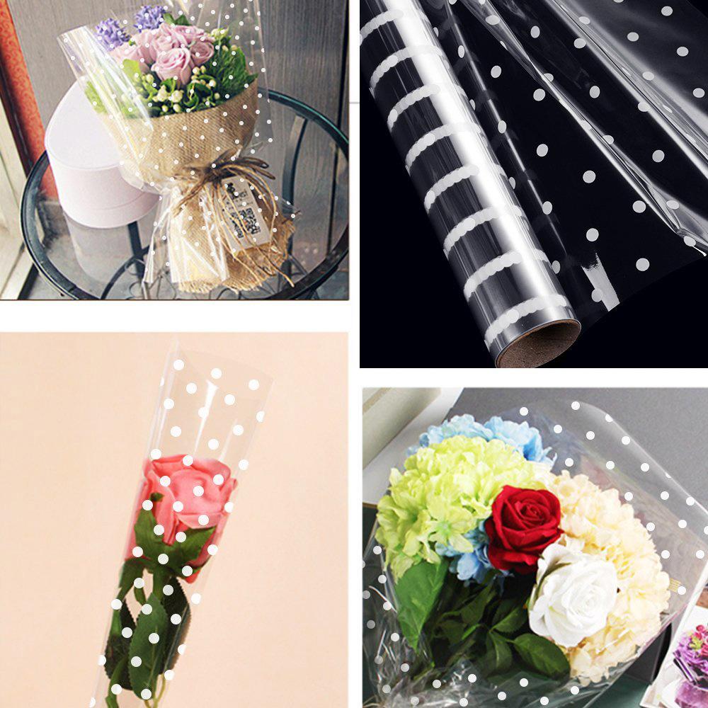 Flower Wrapping Paper Clear White Dot Tissue Multipurpose Waterproof OPP Packing Paper for Festival Gifts Cookie 40cm*10m