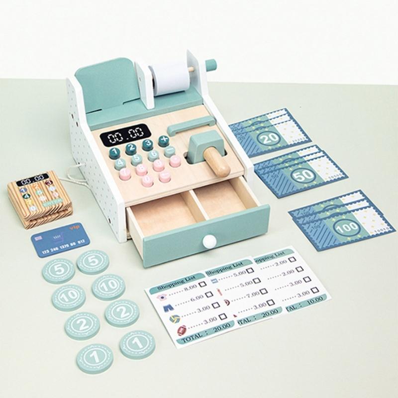 Kids Cash Register Supermarket Toy Set with Scanner Calculator Checkout Counter Kid Pretend Play Supermarket Toy Gift