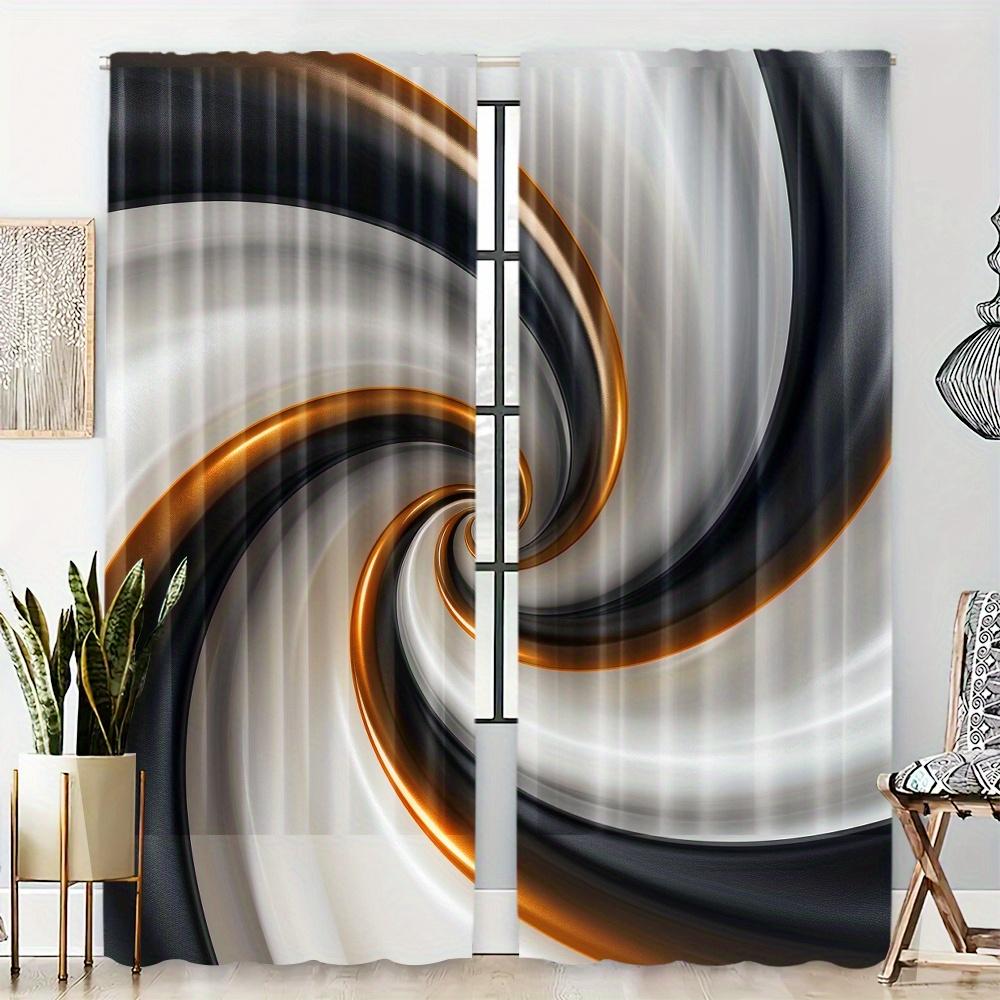 Modern Floral Crystal Cosmic Design 2-Piece Curtain Panels Set Digital Print Rod Pocket Hanging for Living Room Bedroom Home