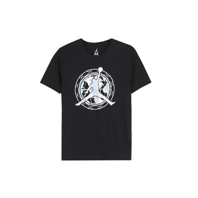 Laser Pattern Round Neck Loose Straight T-Shirt Men Tops Black 828219-010