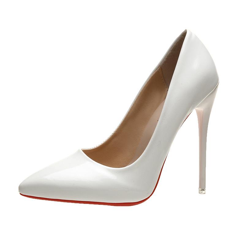 

Large size spring stiletto high heels patent leather pointed single shoes women s shoes large size - 35 белый