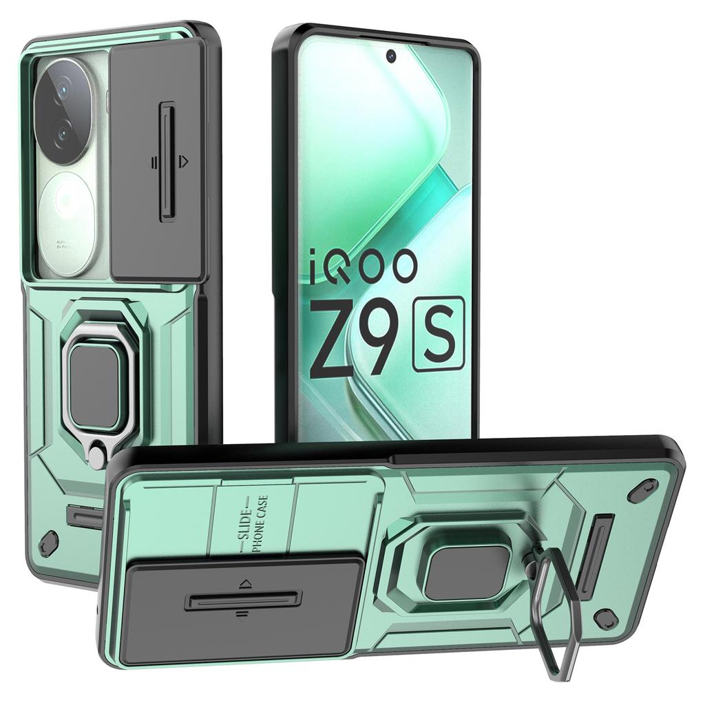 For Vivo iQOO Z9s 5G Case PC+TPU Kickstand Phone Protector with Lens Cover