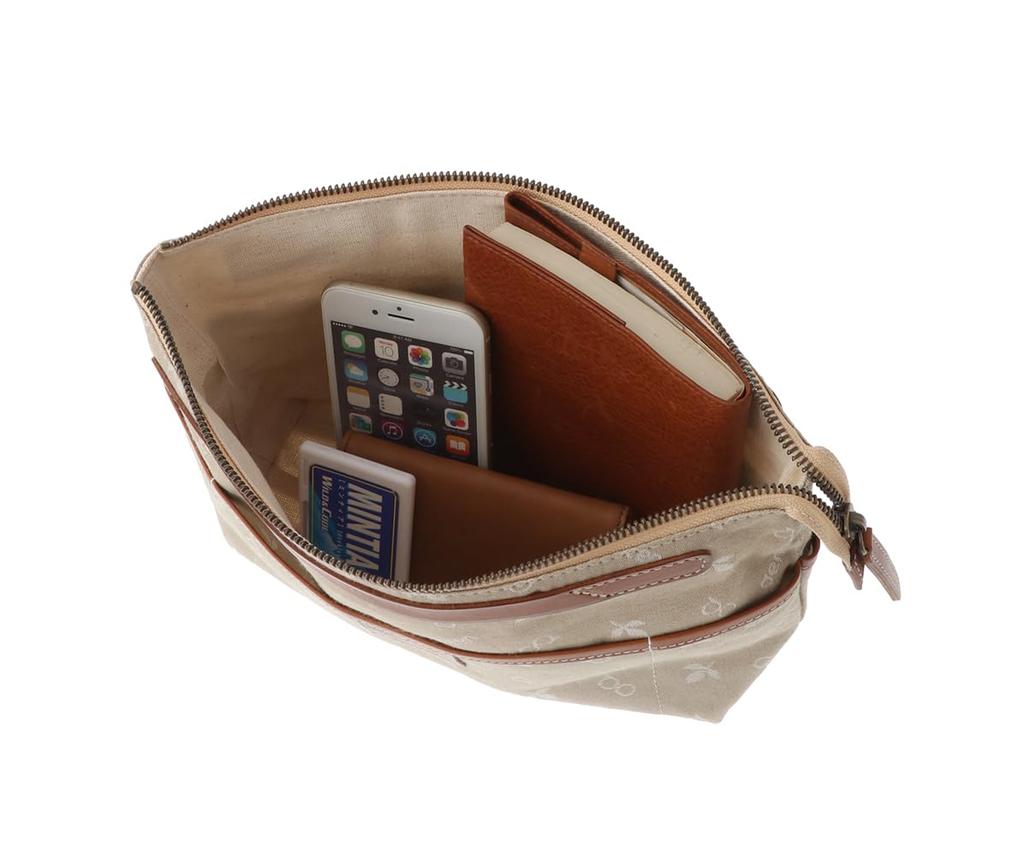 clutch for natural beige [Genten] Cross-punched women,