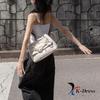 Loving Ribbon Leather Chain Shirring Square Flap Crossbody Shoulder Bag (4 Colors)
