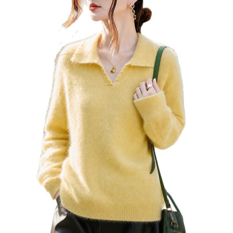 2026 Women's Autumn-Winter Wool Knit Polo Neck Slimming Long Sleeve Top