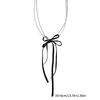 Stylish Double layer Bowknot Necklace Modern Butterfly Knot Necklace with Fringe Simple Pearls Beaded Neckchains Charm