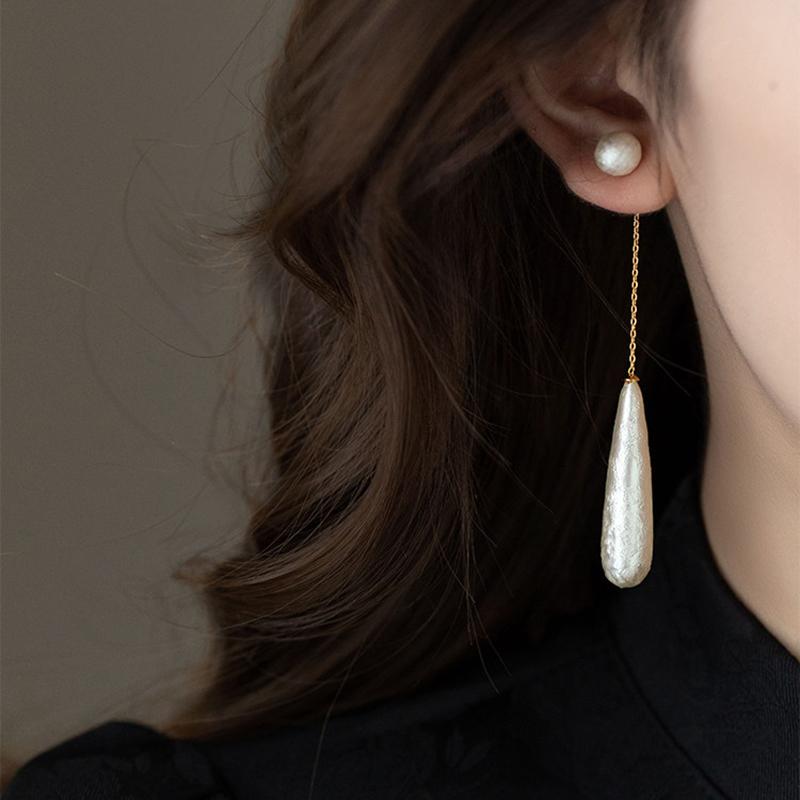 French Elegant Water Drop Imitation Pearl Long Earrings Fashionable Texture Foam 2026 New Design Jewelry Accessory For Womens