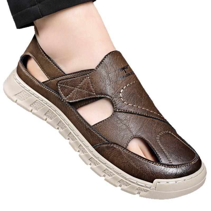 

New sandals men s summer outer wear hollow deodorant hole shoes beach driving casual cool slippers 44 коричневий