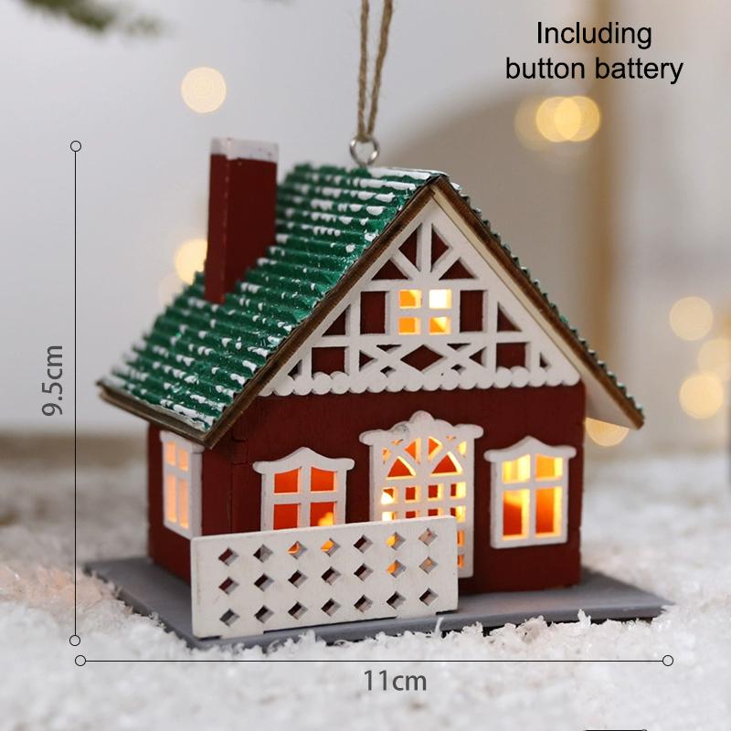 Led Ahşap Noel Evi Mini Noel Kar Evleri Ahşap Kış Köyü Bina Figürinleri Masa Süsleri Tatil Partisi Dekoru