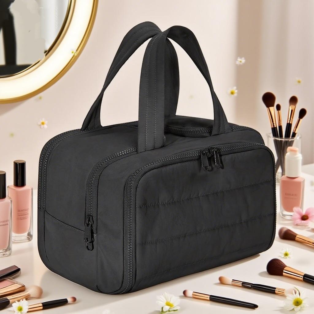 Polyester Large Capacity Makeup Bag With Wide Opening For Travel And Daily Use