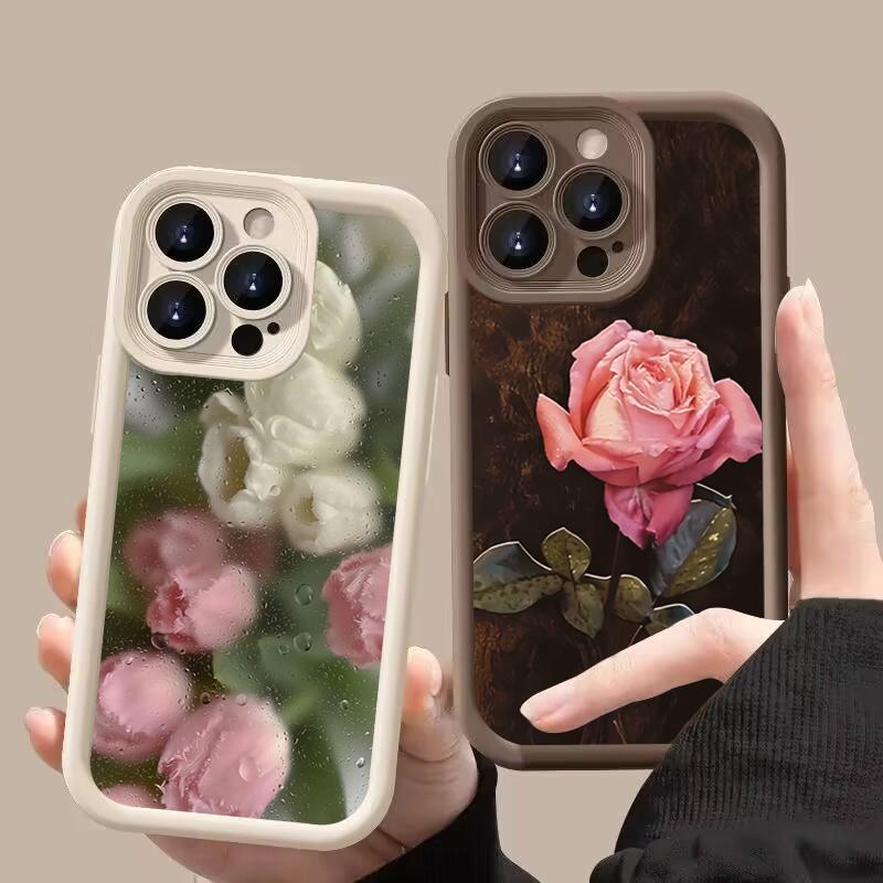 Aesthetic Rose Floral Pattern Silicone Phone Case For Xiaomi Redmi Note 11 12 13 14 Pro Plus 5G 12S 11S Redmi 13C 14C Soft Cover