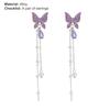 1 Pair Shining Rhinestones Chain Tassel Lady Earrings Vivid Butterflies Imitation Pearls