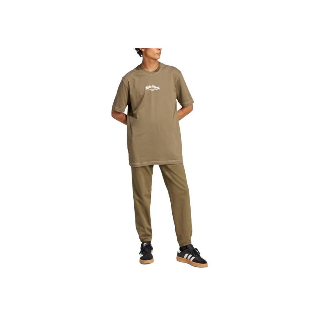 Adidas Originals FW24 Wabash Letter Comfortable Pullover Short Sleeve T-Shirt Men T-Shirts Olive JP4476