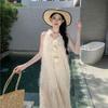 Summer New Women's Solid Color V-neck Sleeveless Rose Sequin Dress