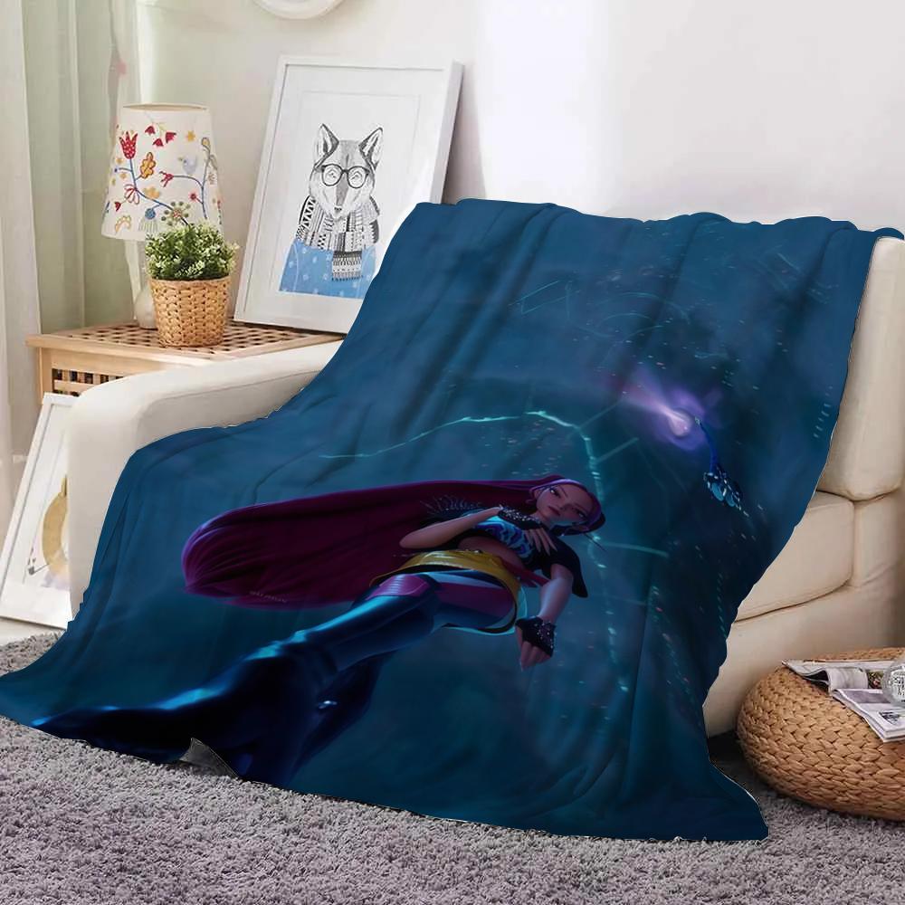 KPop Demon Hunters Anime girl on the blanket: colorful image, dreamy pattern, warm and warm