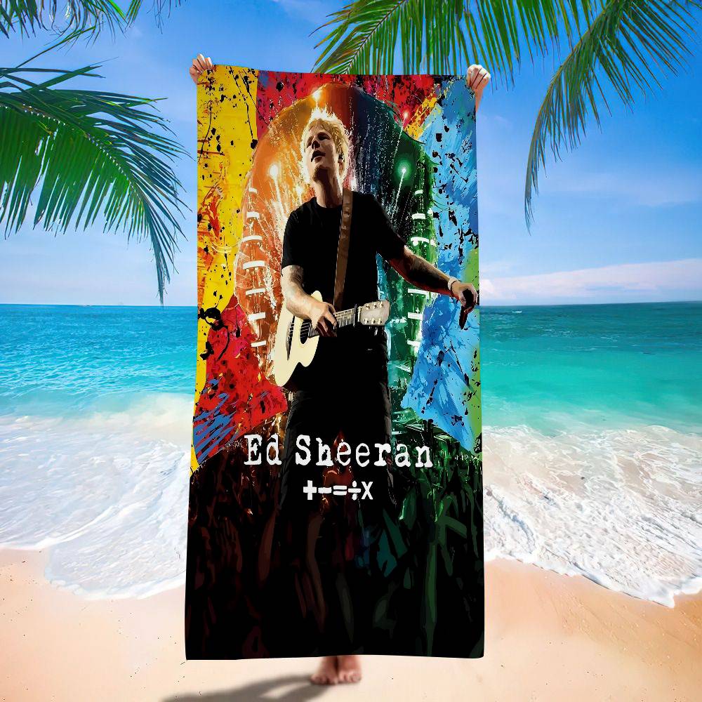 Singer E-Ed Sheeran Anime Beach Swimming Towel Soft Absorbent Washcloth Children's Gifts for Kids Travel Camping Gym