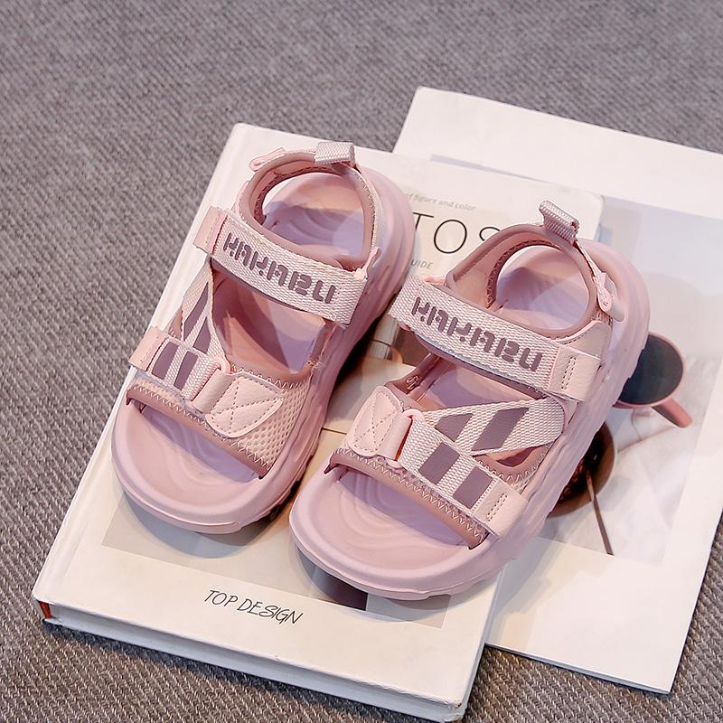Boys Girls Beach Shoes Open Toes Soft Sole Kids Sandals Hook&loop Trendy 2025 Summer New Children Fashion Casual Shoes Handsome