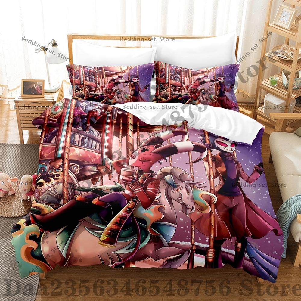 Helluva Boss Bedding Set Single Twin Full Queen King Size Bed Set Adult Bedroom Duvetcover Sets Anime Bed Sheet Set