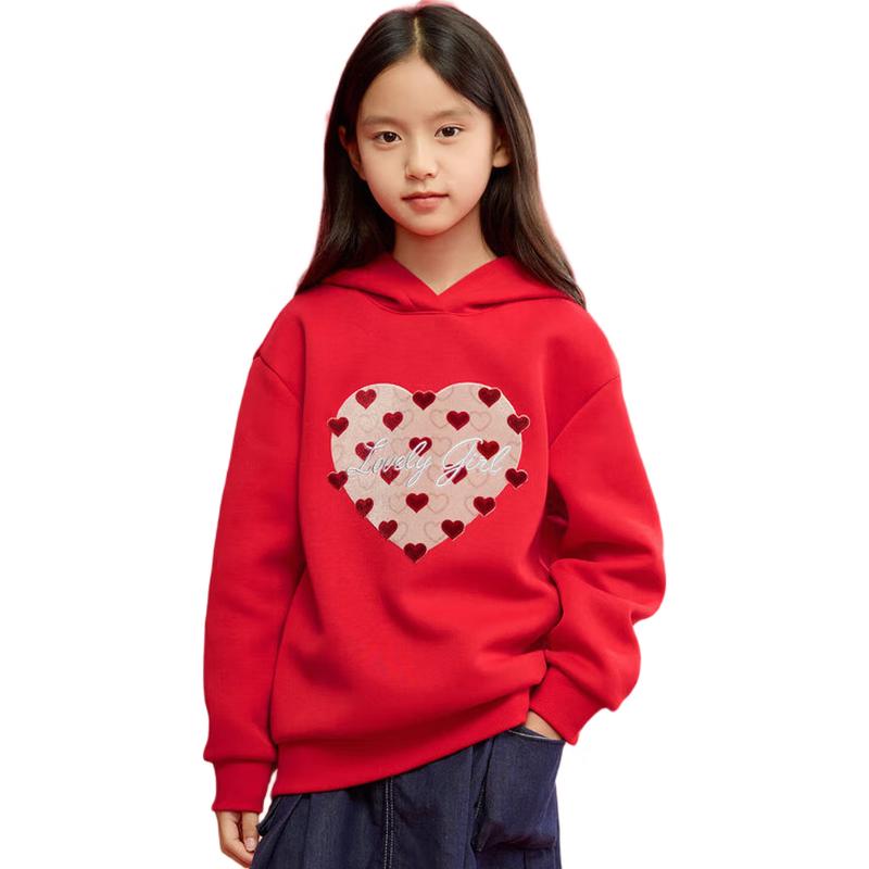 Balabala Girls' Festive Hooded Long Sleeve Sweatshirt