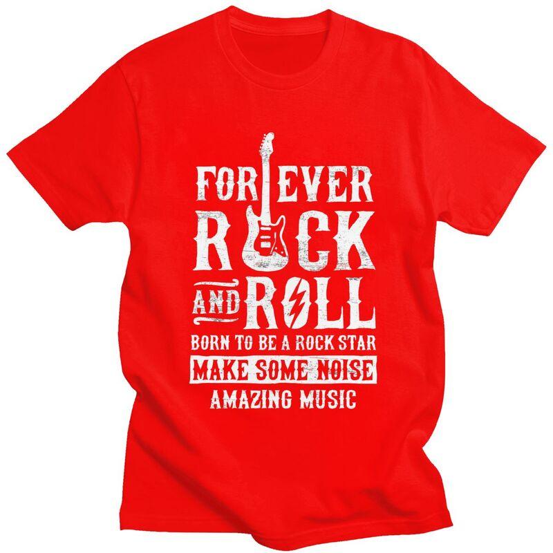 

Мужская футболка на заказ Forever Rock And Roll 100% Хлопок Футболки Метал Гитара Любитель Музыки Футболка Приталенный Крой Одежда S