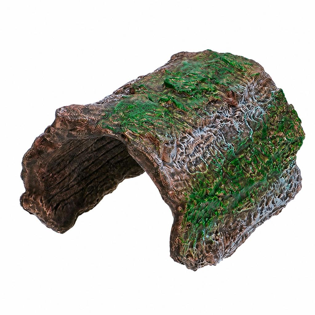 Artificial Bark Cave Hideout Unbreakable PVC Resin Alternative Tree Tunnel Decor for Baby Reptiles Geckos and Spiders White Green Yellow Grey