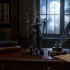 Witch Statue, Gothic Halloween Resin Witch Figurine, Dark Fantasy Ornament for Desktop, Bookshelf, Home, Office Decor