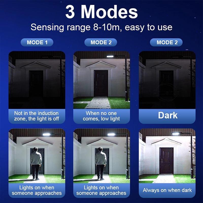 600000 lumenů solární LED světlo venkovní osvětlení 990 LED nádvoří světlo velký solární panel světlo vodotěsný pohybový senzor pouliční světlo 990COB světlomet