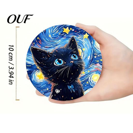 Kitchen Table Accessories Wooden Cat Coasters, Decorative Heat Resistant Mats, Non-slip Cup Cute Coasters for Office Insulation Hot Drinks And