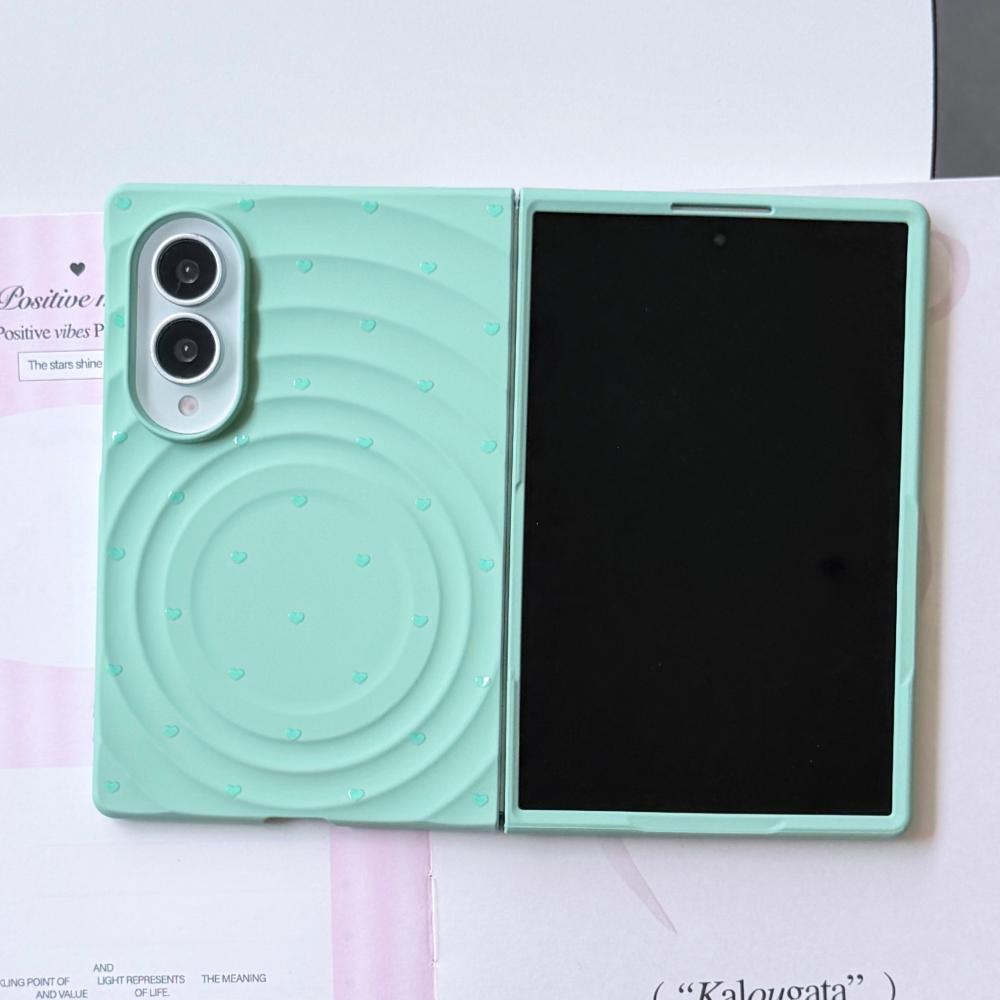 Candy Silicone Soft Ripple Magnetic Phone Case For Samsung Galaxy ZFold 8 Cute Heart Shockproof Bumper Wireless Charging Cover