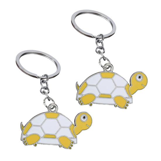 2Pcs Keychain Pendant Metal Chain Design Cartoon Key Ring with Turtle Shape Enamel