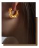 Gold-Plated C-Shaped Earrings with Multi-Color Natural Stone Inlay