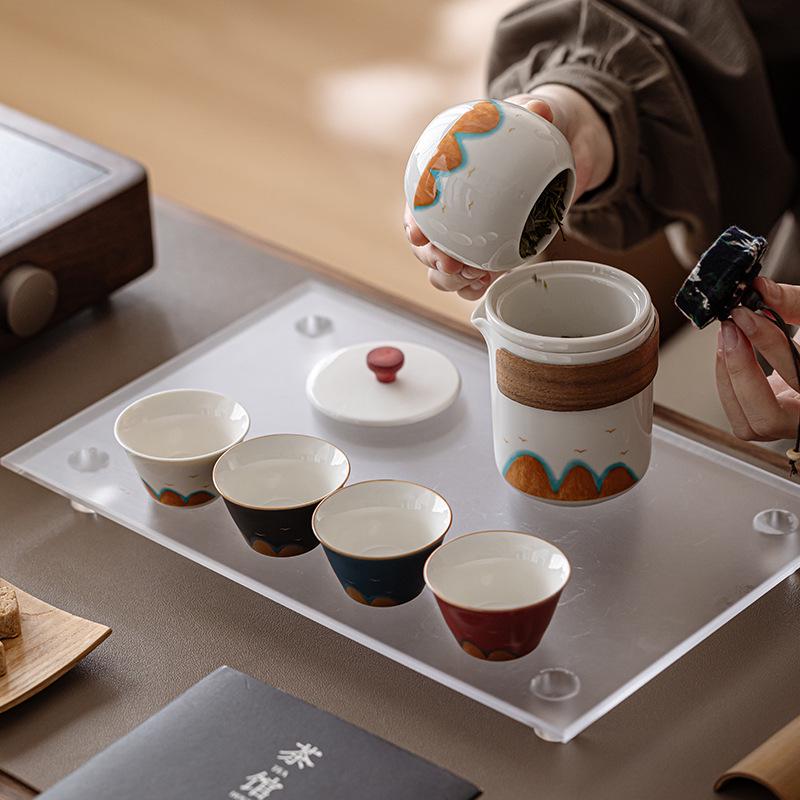 Thousand Li Mountains & Rivers Kung Fu Tea Set Gift Box - Cultural Souvenir with Custom Logo