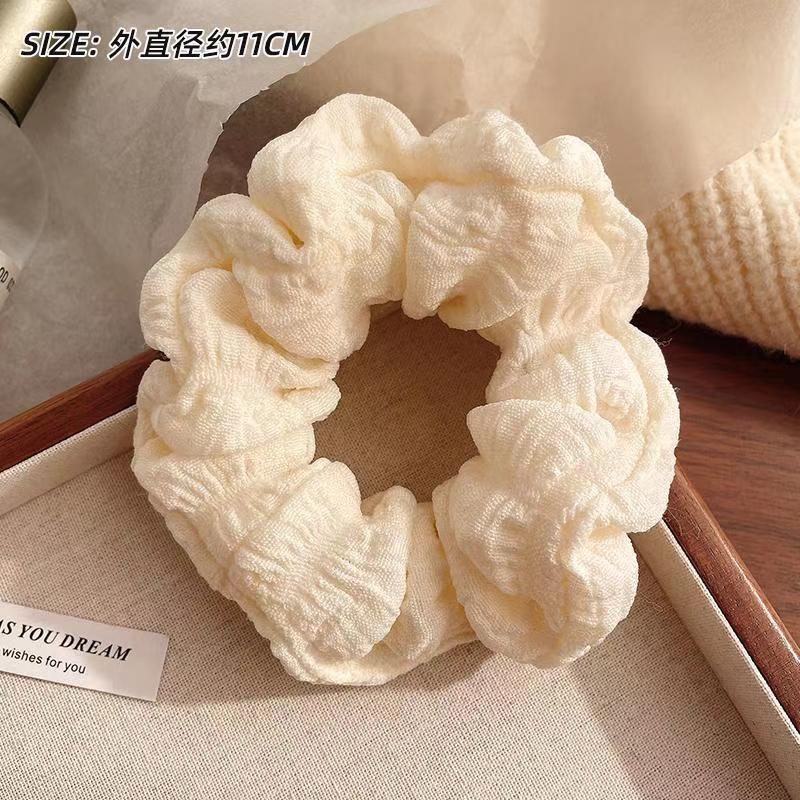 2pcs Solid color puff pleated high elasticity diameter 11CM large-sized headband