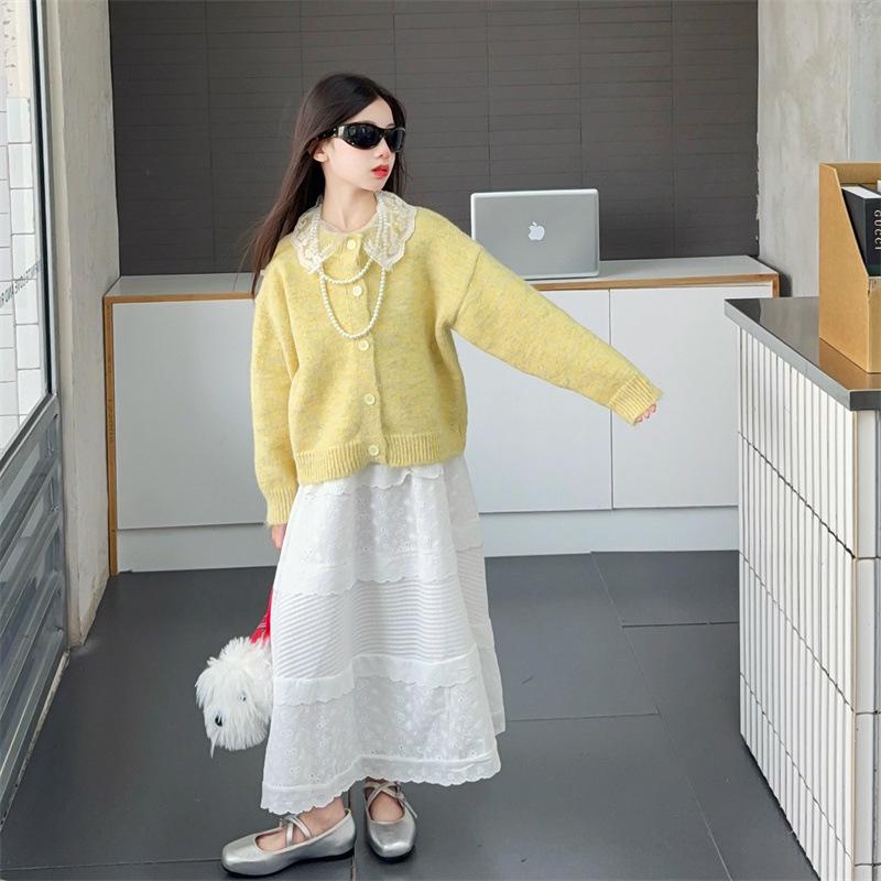 Herbst 2025 Mädchen Modischer Pullovermantel im koreanischen Stil - Stilvolles Outfit für große Kinder