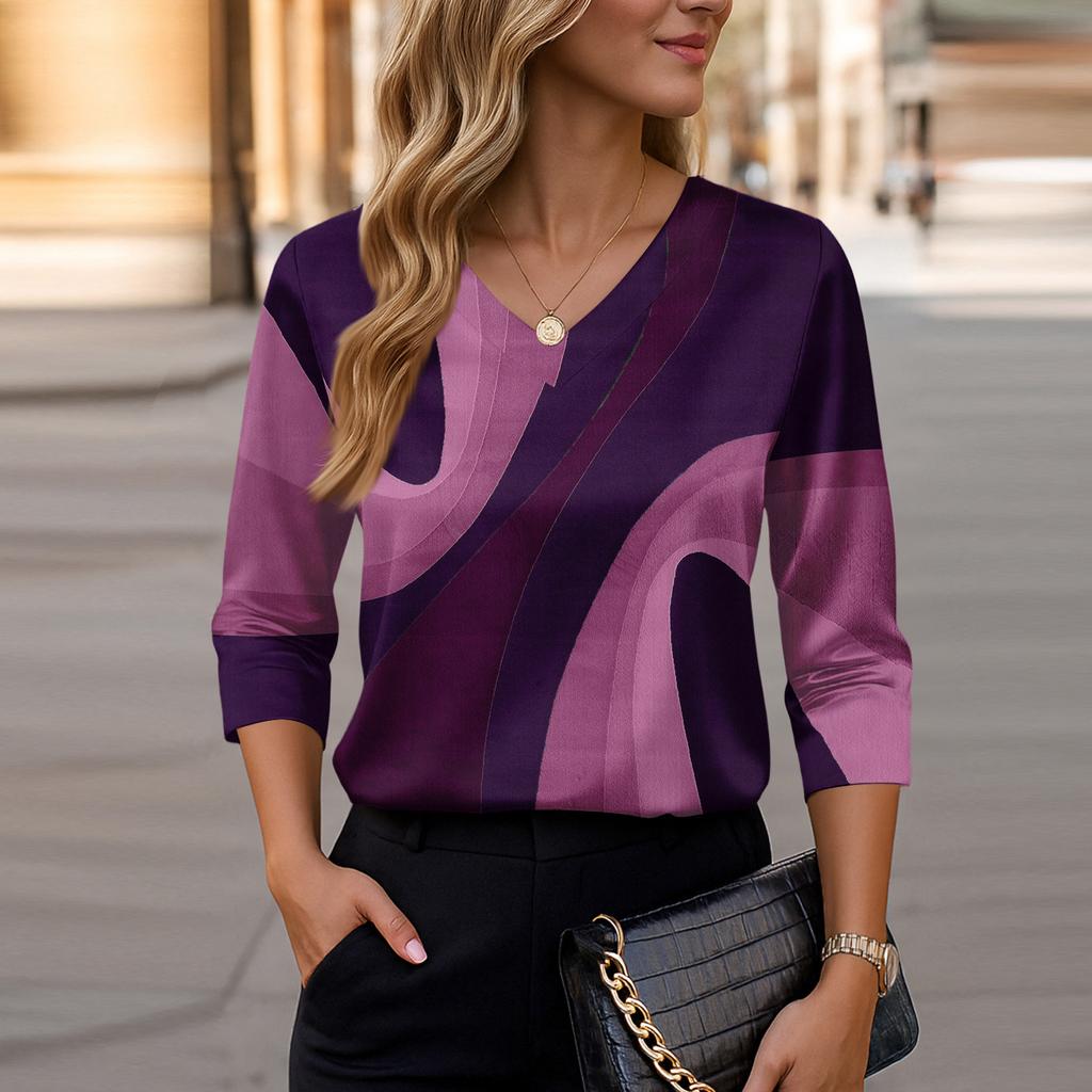 Blouse For Women Dressy 3/4 Long Sleeve Shirts Business Casual Outfit Tops