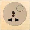 Hoge Kwaliteit Retro Stijl Aluminium Wandlichtschakelaar - Koffiekleurige LED Indicator met Resetknop Universele Elektrische Socket