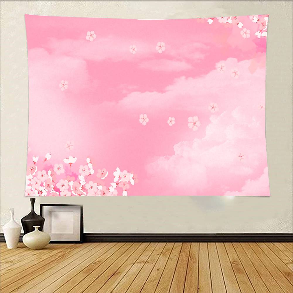 

Cherry Blossoms Tapestry Wall Hanging Printed Polyester Tapestry INS Decoration Wall Decor 74x94cm(29x37in)