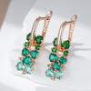 Shiny Green Natural Zircon Drop Earrings For Women Trend  Rose Gold Color Bride Wedding Fine Jewelry Crystal Gift