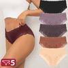 5PCS Cotton Panties Women Floral Lace Briefs Seamless Sexy Lingerie Low Rise Elastic Underpants Female Breathable Soft