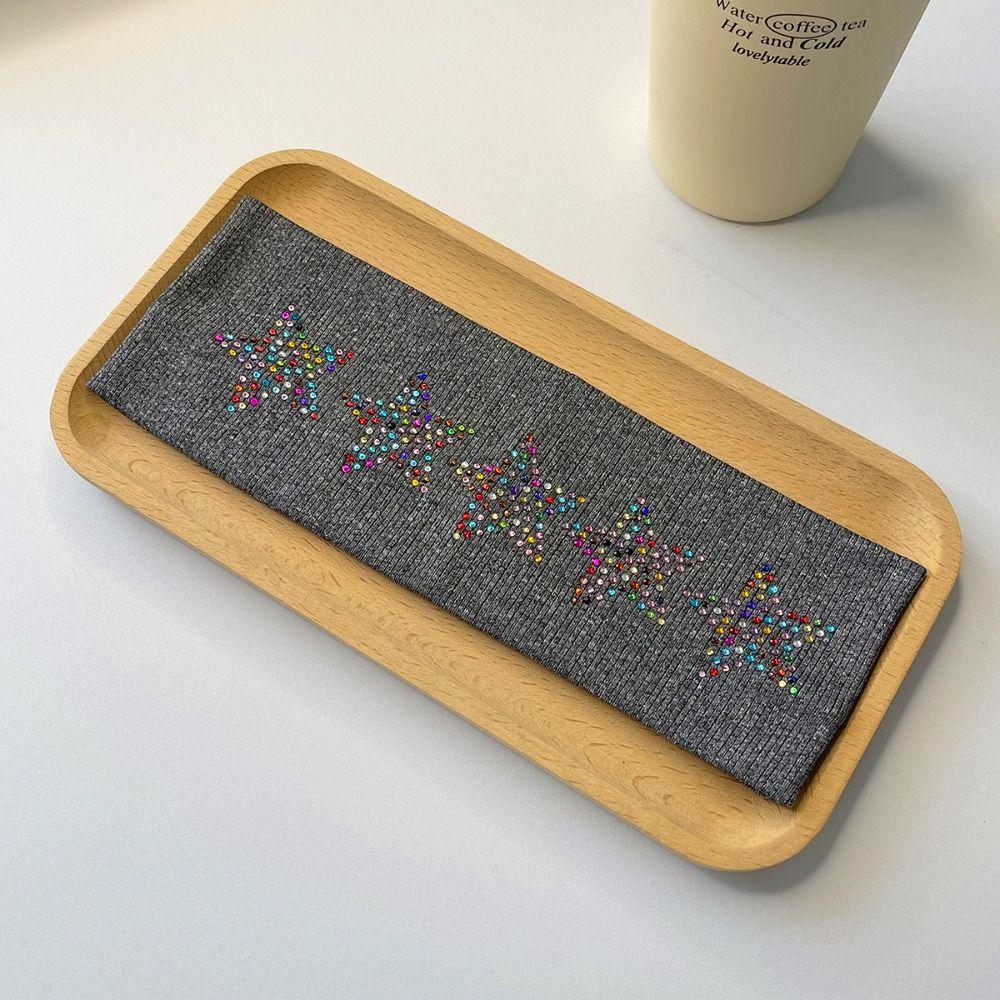 Sweat Absorbing Rhinestone Star Headband Soft Sports Hairband Elastic Headband  Women