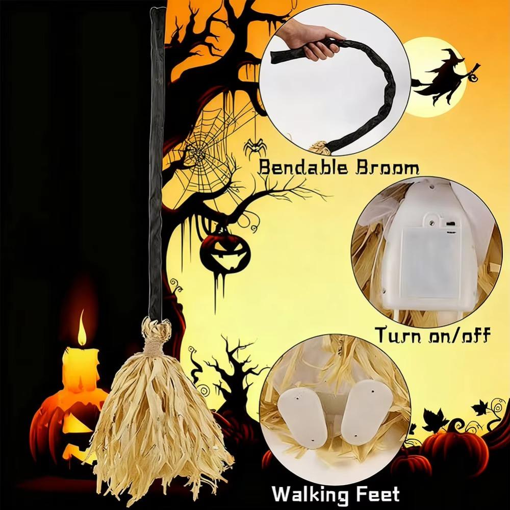 Bendable Stick Halloween Magic Witch Broomstick Glowing Halloween Party Broom Prop Indoor