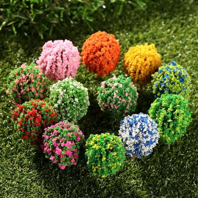 10pcs Plastic Artificial Miniature Flower Tree Scenery Railroad Decoration Building Landscape Model Accessories