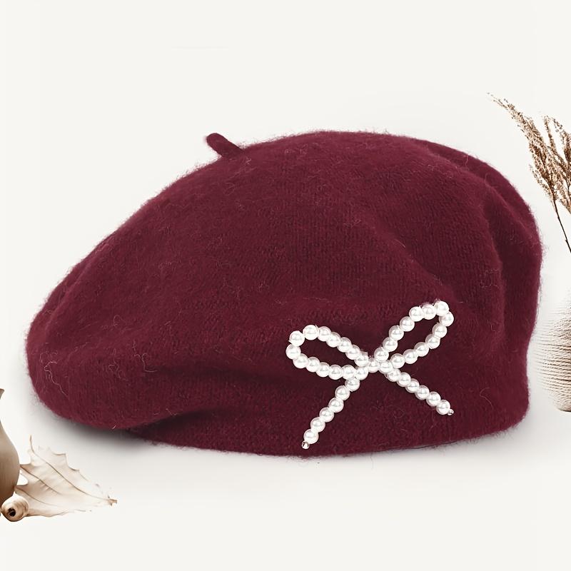 1pc Solid Color Women's New Bow Wool Beret, Suitable for Daily Use, Available in Multiple Colors