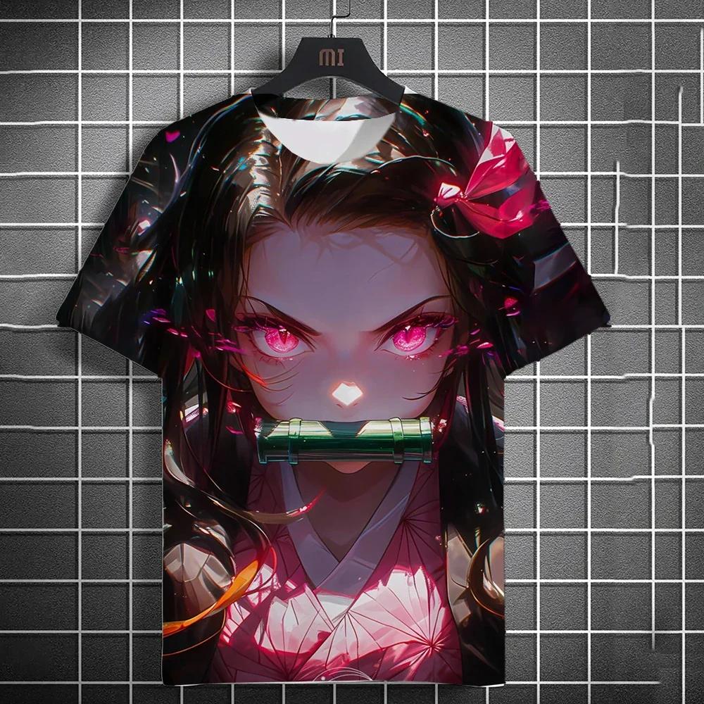 Kamado Nezuko 3D Men's Anime Printed Fashion Casual Short Sleeve T-Shirt Home Clothes Anime Summer Short Sleeve High Quality T-Shirts