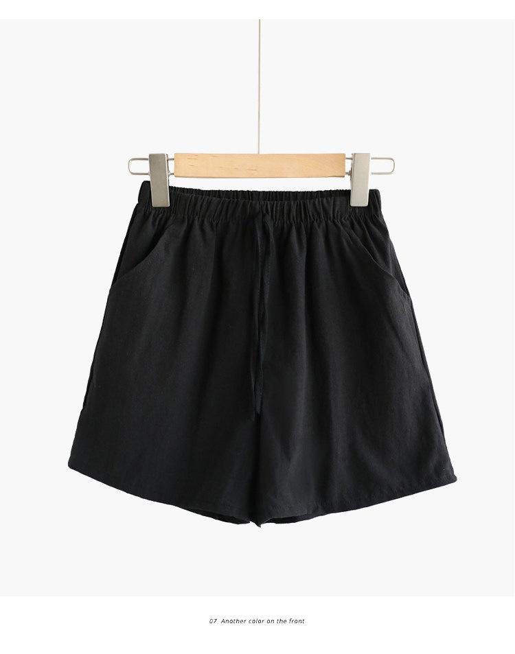 Damen-Shorts aus Baumwoll-Leinen-Mischgewebe mit weitem Bein: Trendige, lässige Bermudas für Frühling/Sommer – für Sport oder Zuhause.