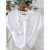 Womens White Black Floral Bird Print Tee Colorful Blossoms Greenery Design Soft Round Neck Short Sleeve Breathable