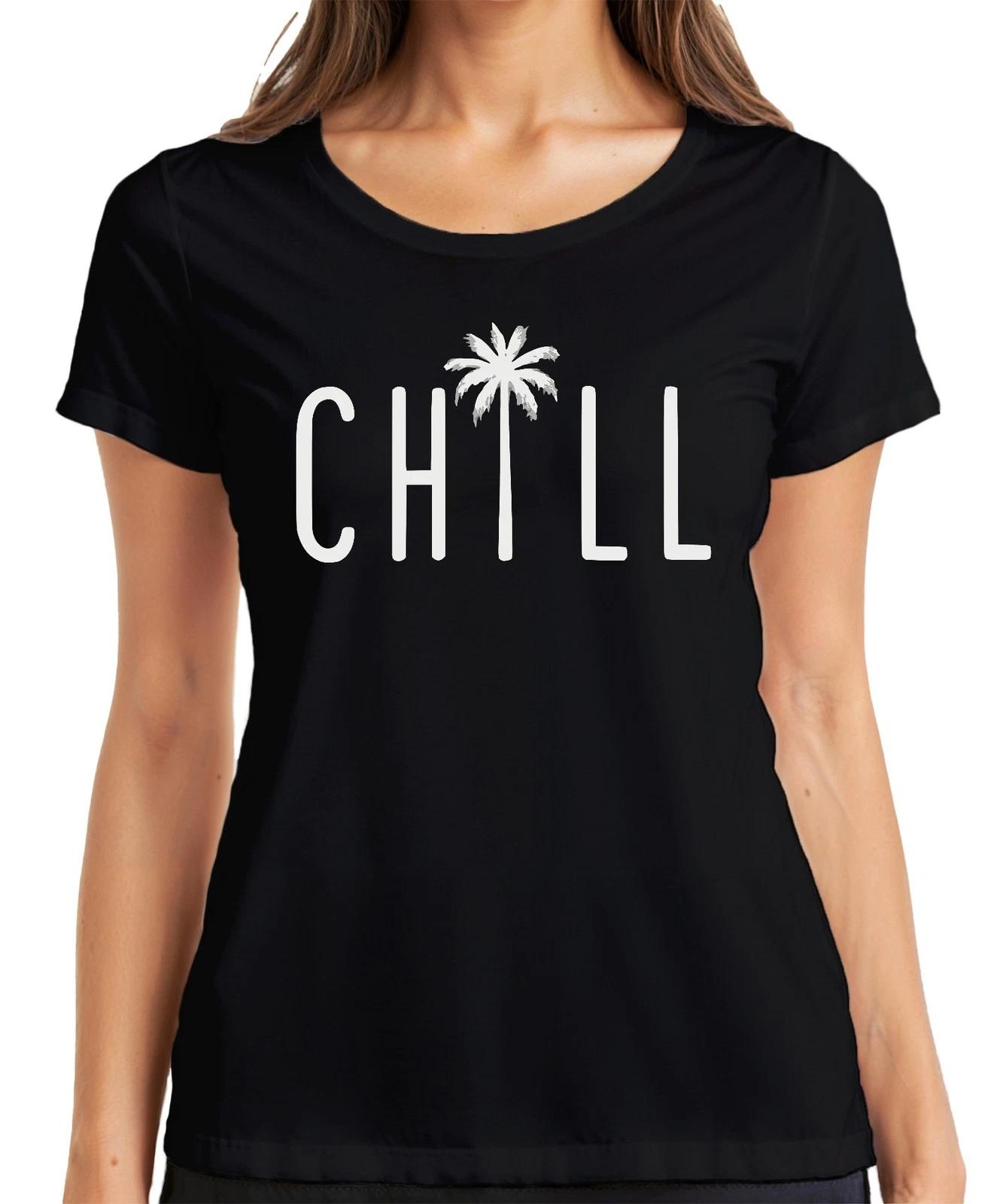 Chill Palme Strand Urlaub Sommer Relax Meer Tropisch Relaxen Damen T-Shirt XXXL